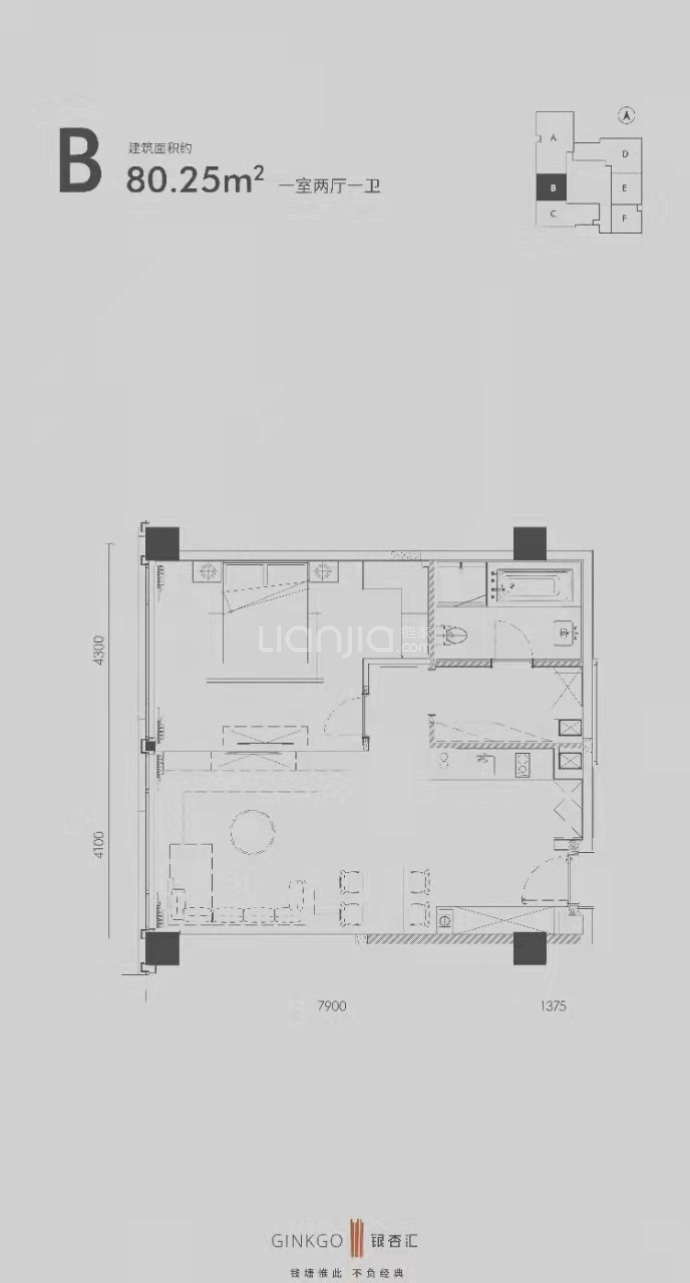 银杏汇--建面 80.25m²