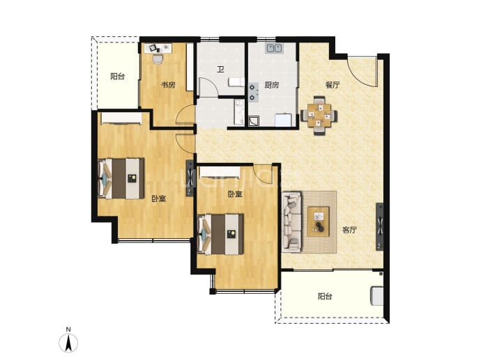 香江悦湖春天--建面 77.75m²