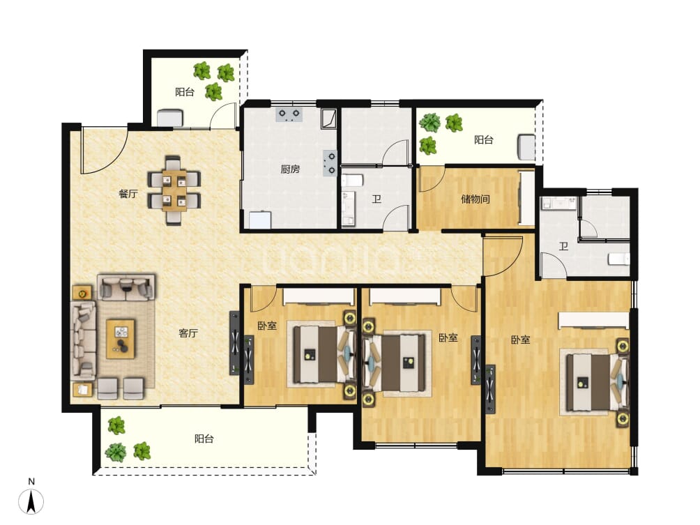 三水博雅滨江户型图(链家网)