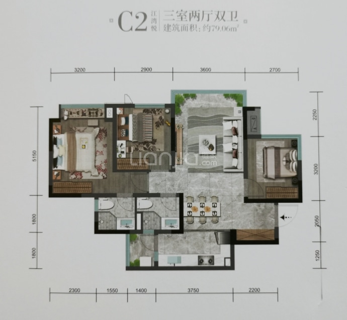 领地·江月兰台--建面 79.06m²