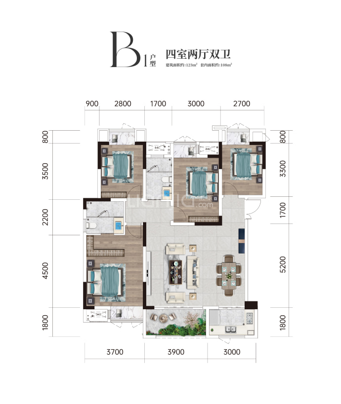 渝开发星河博棠--建面 123m²