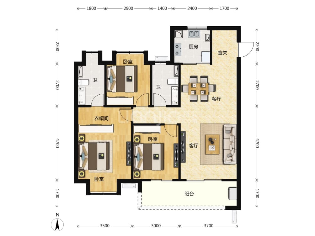 华侨城红坊/右岸户型图(链家网)
