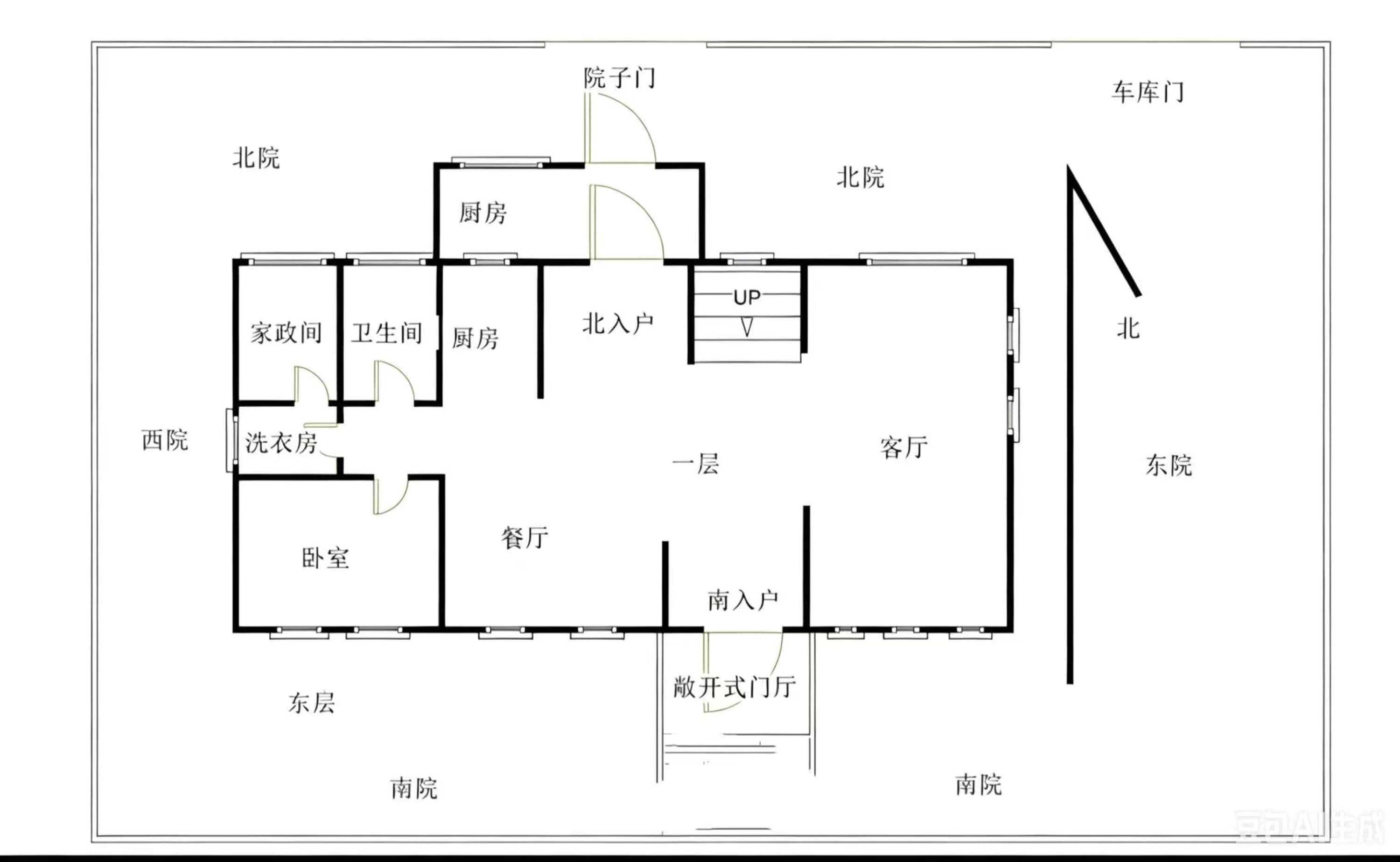 精装修，环院独栋，一亩大院子，拎包入住，集中供暖-户型图
