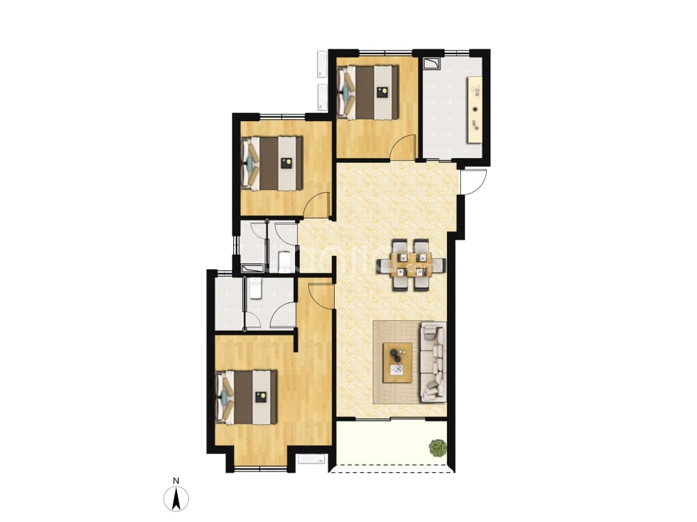 万科新世纪翡翠滨江户型图(链家网)