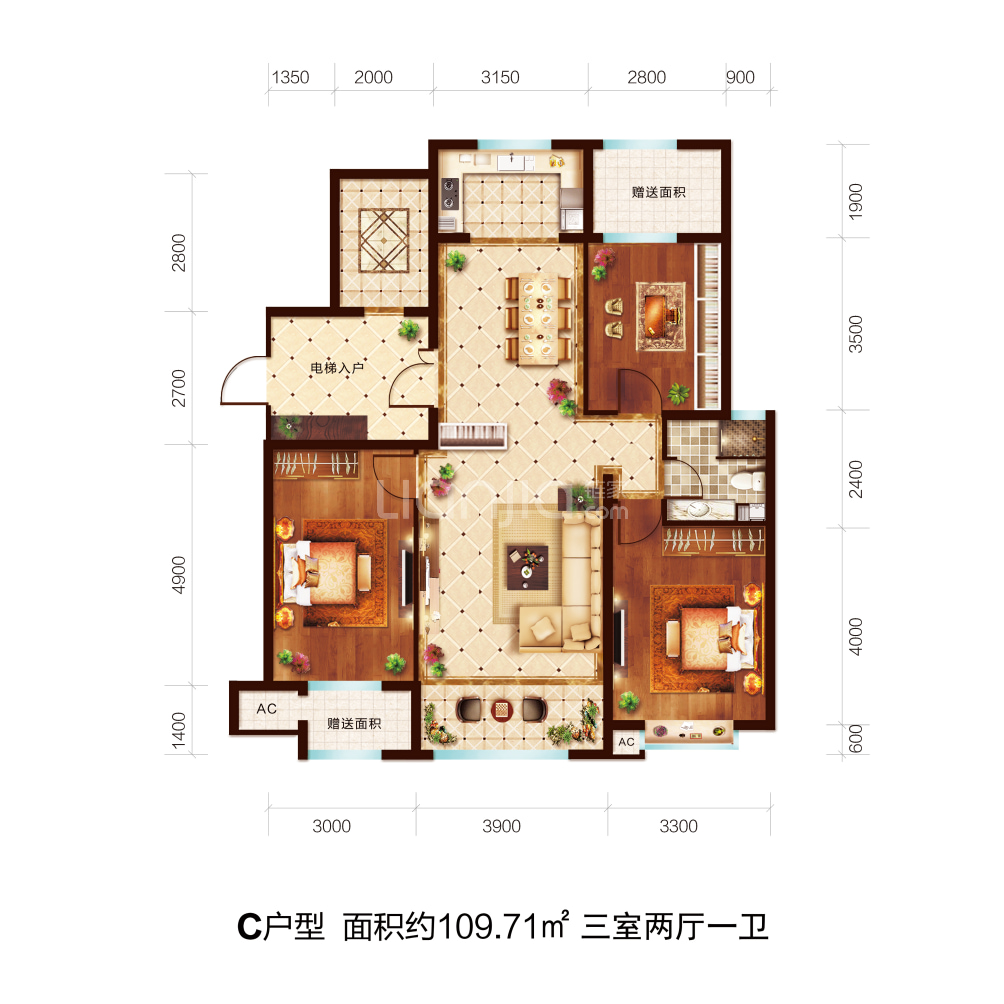 东河院子·锦悦城户型图(链家网)
