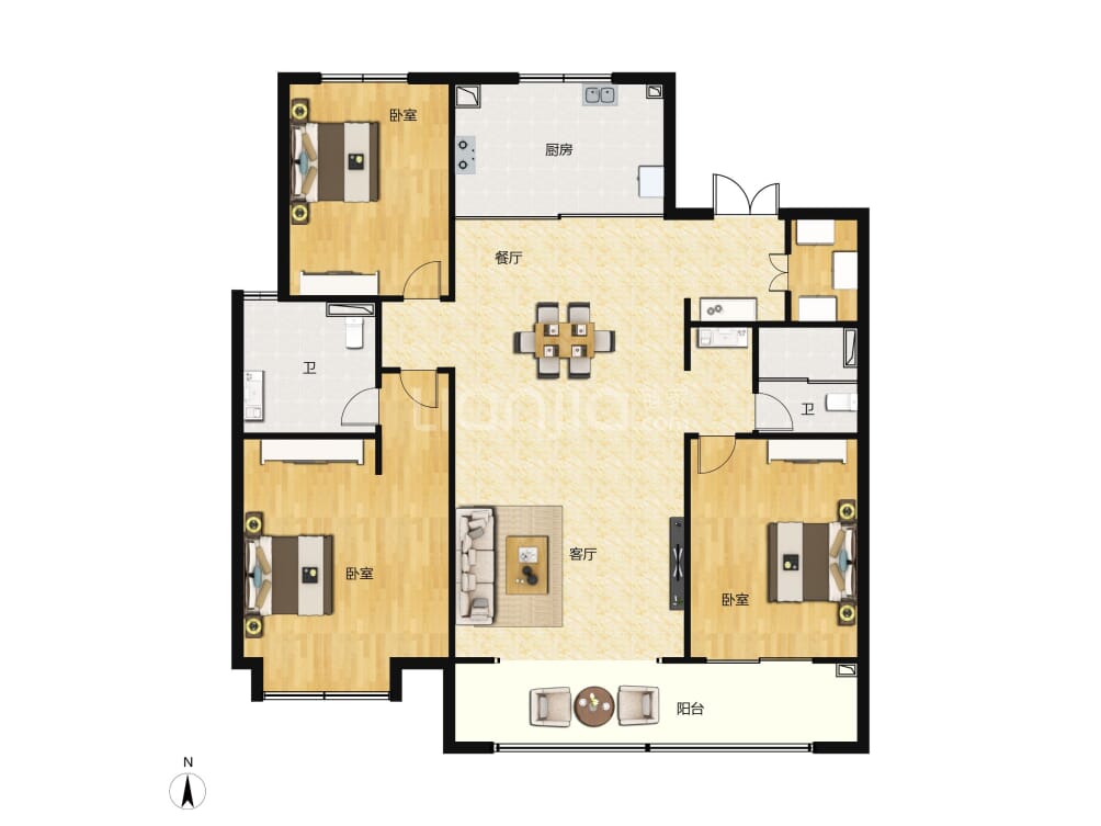 翡翠书院小区户型图(链家网)