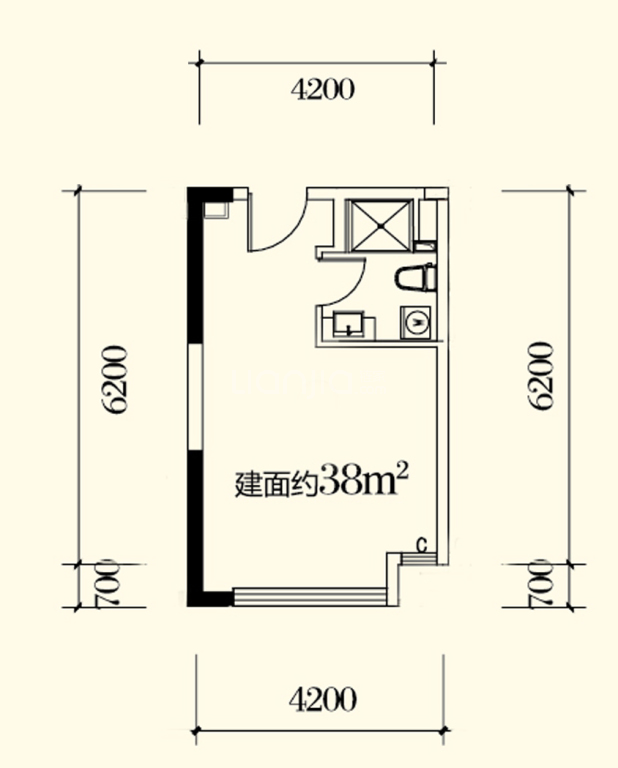 loft建面38平户型2