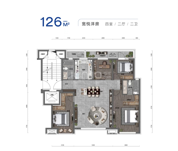 旭辉首府铂辰时代--建面 126m²