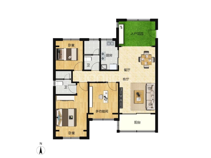 峰泽丽苑--建面 107.37m²