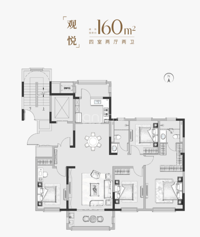 北大资源颐和翡翠府--建面 160m²