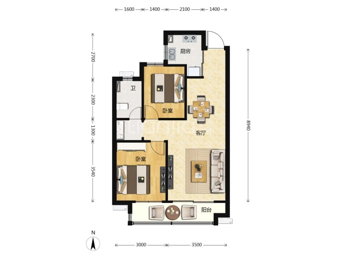 卧龙万诚府--建面 75m²