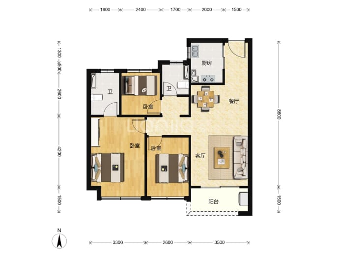 陕西恒大国际健康城--建面 99m²