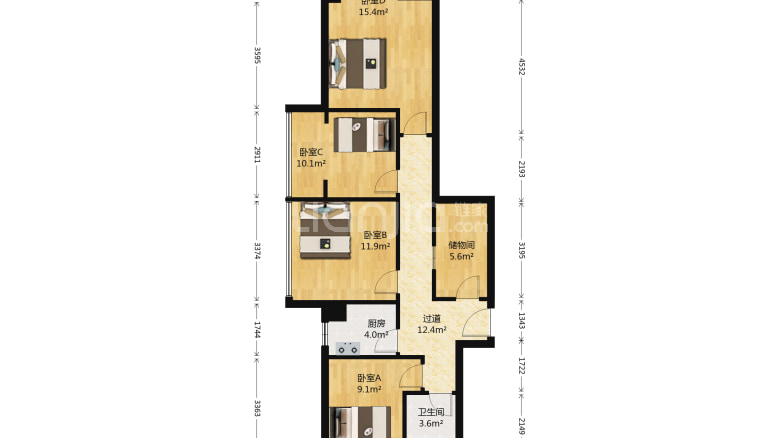整租·正商东方港湾 2室1厅 西南