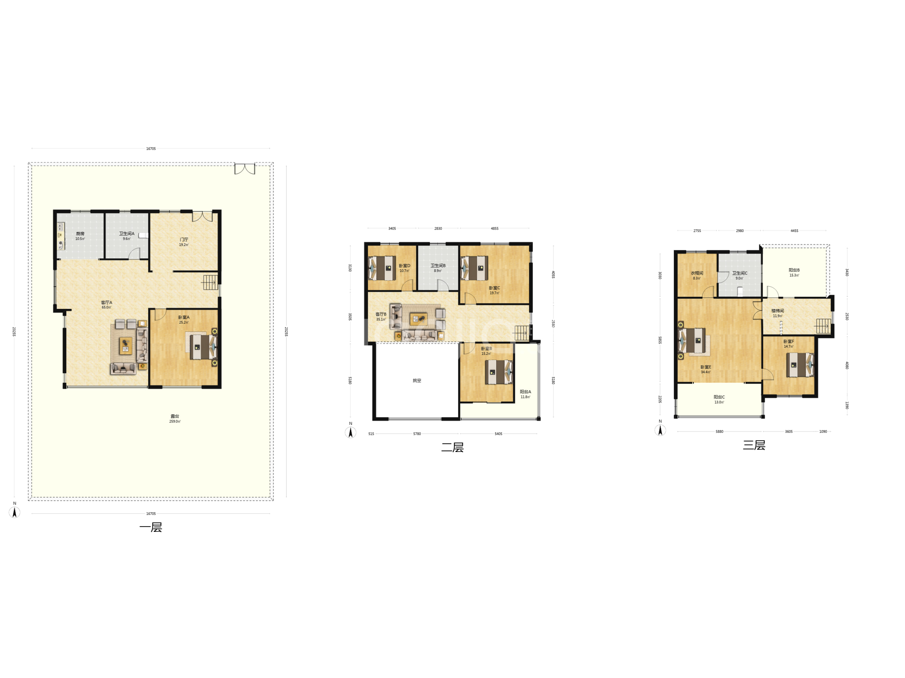 涿州别墅 竹语堂 独栋别墅 300万装修 3层高挑空-户型图