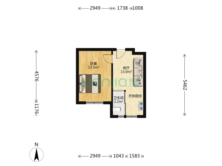 吉林光明新村西区一居户型图 光明新村西区一居房型图 户型图大全 吉林链家
