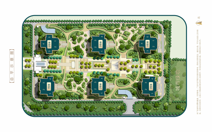 占地50亩,只规划6栋住宅,以中式行列式布局排列,南北朝向,使得楼间距