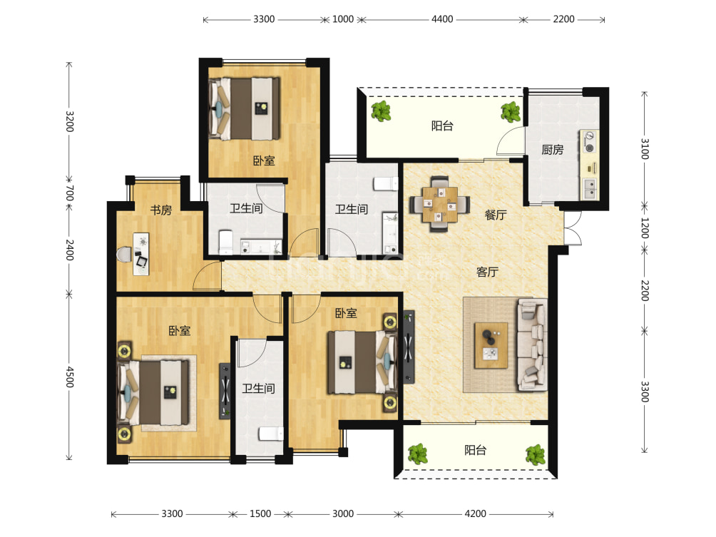 凌云阁b区户型图(链家网)