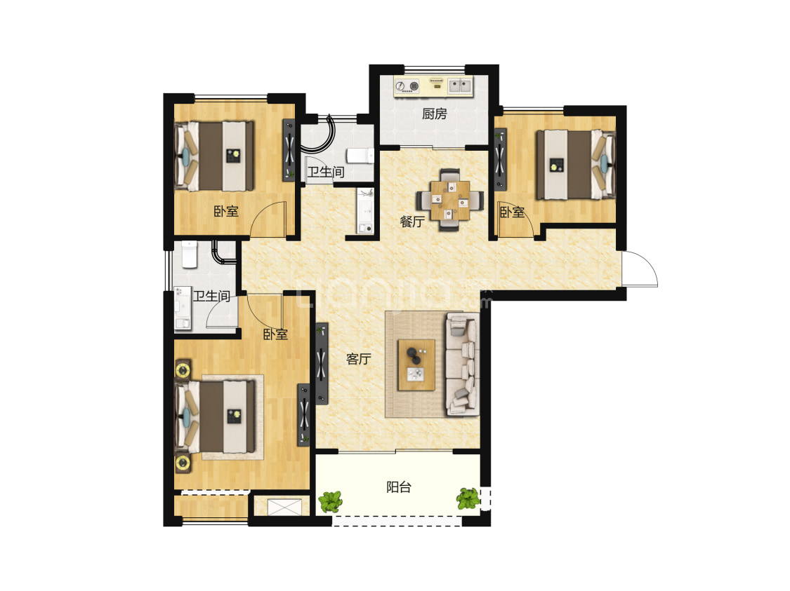 中茂悦庭b1户型户型图(链家网)