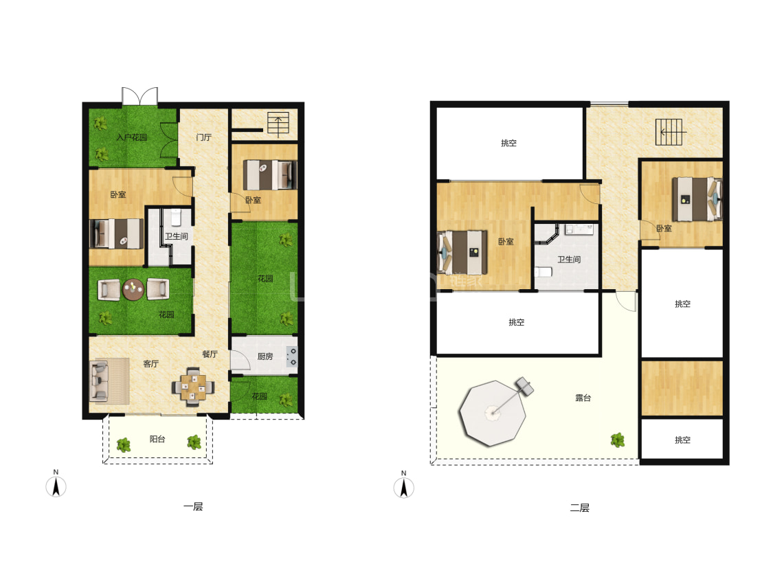 易辰江南大院c户型户型图(链家网)