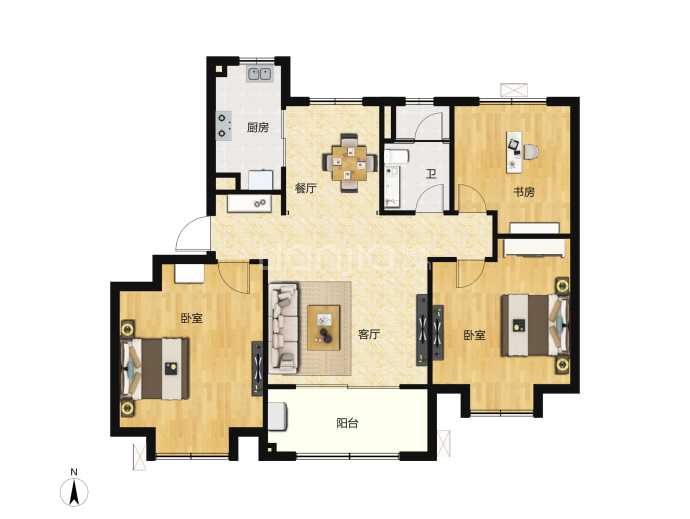 仙山花园--建面 107m05