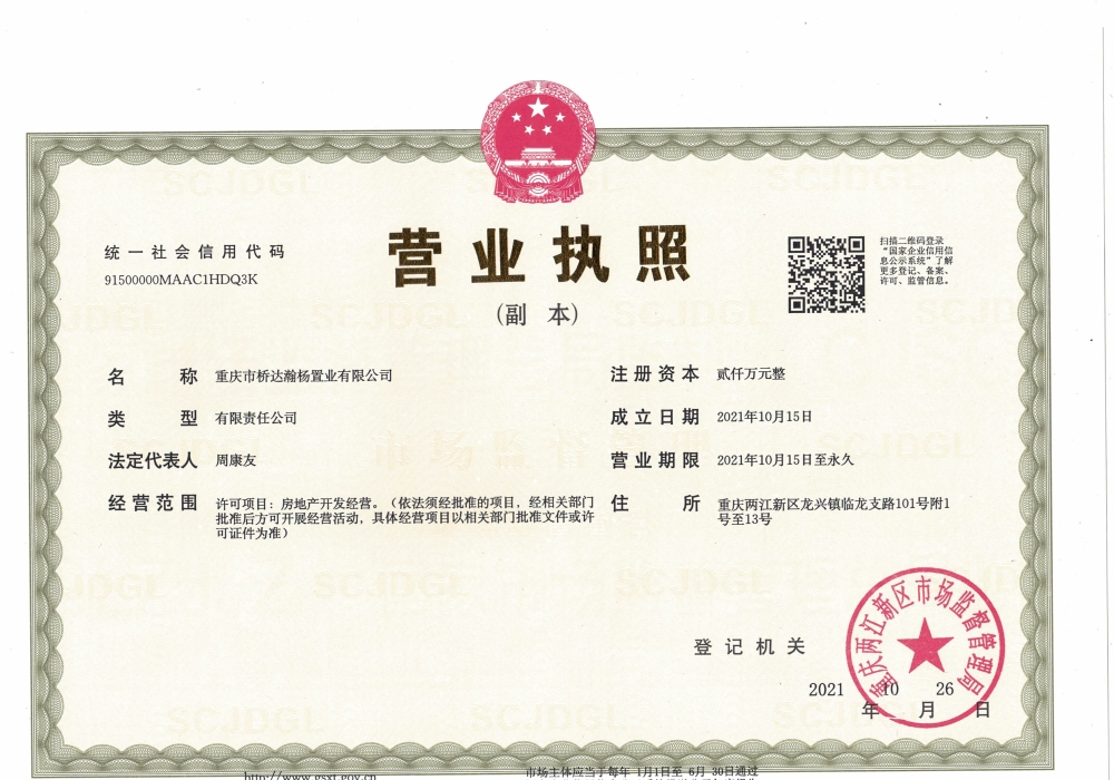 桥达璞樾鎏云开发商营业执照