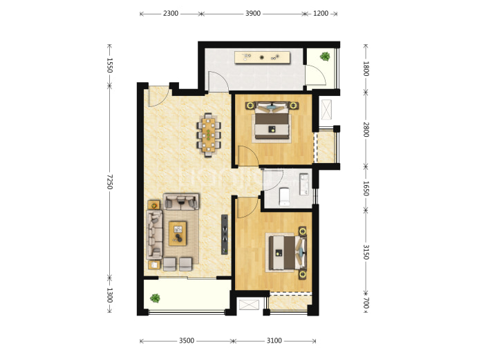 通和睿庭--套内 61.18m²