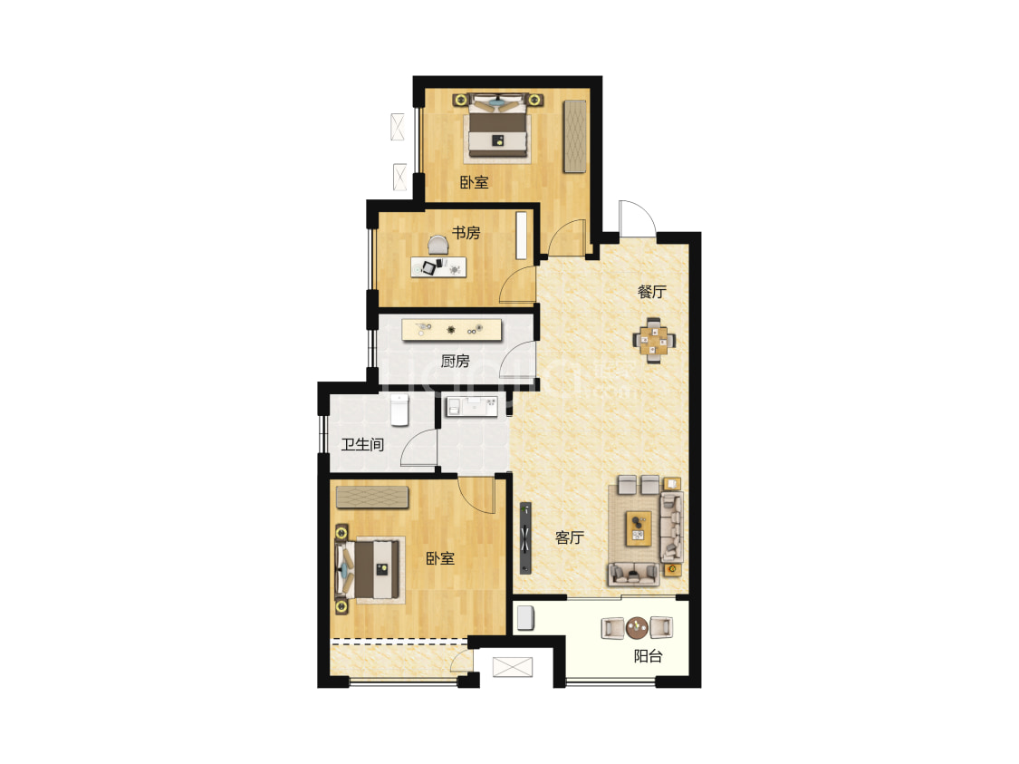 绿都澜湾b2户型户型图(链家网)