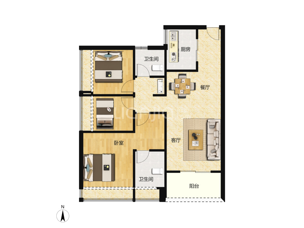 万科幸福誉1期户型图(链家网)