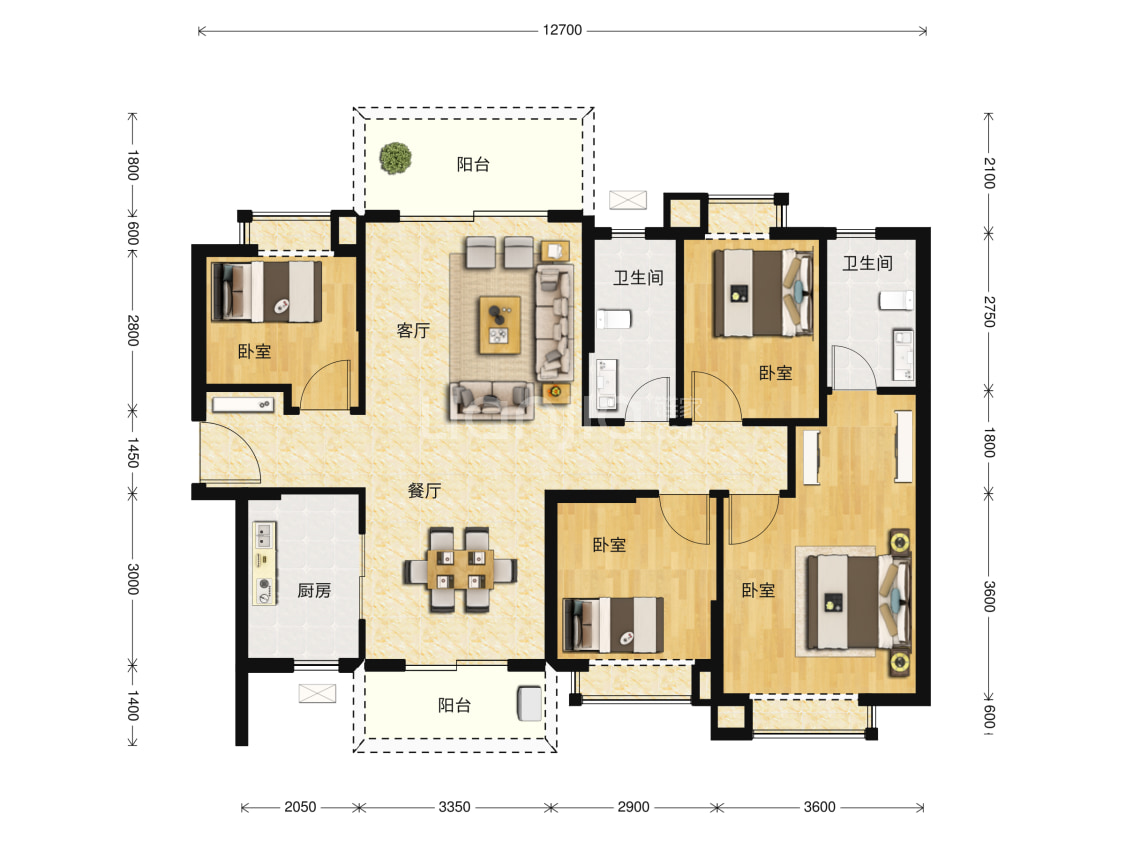 珑远翠珑湾c户型户型图(链家网)
