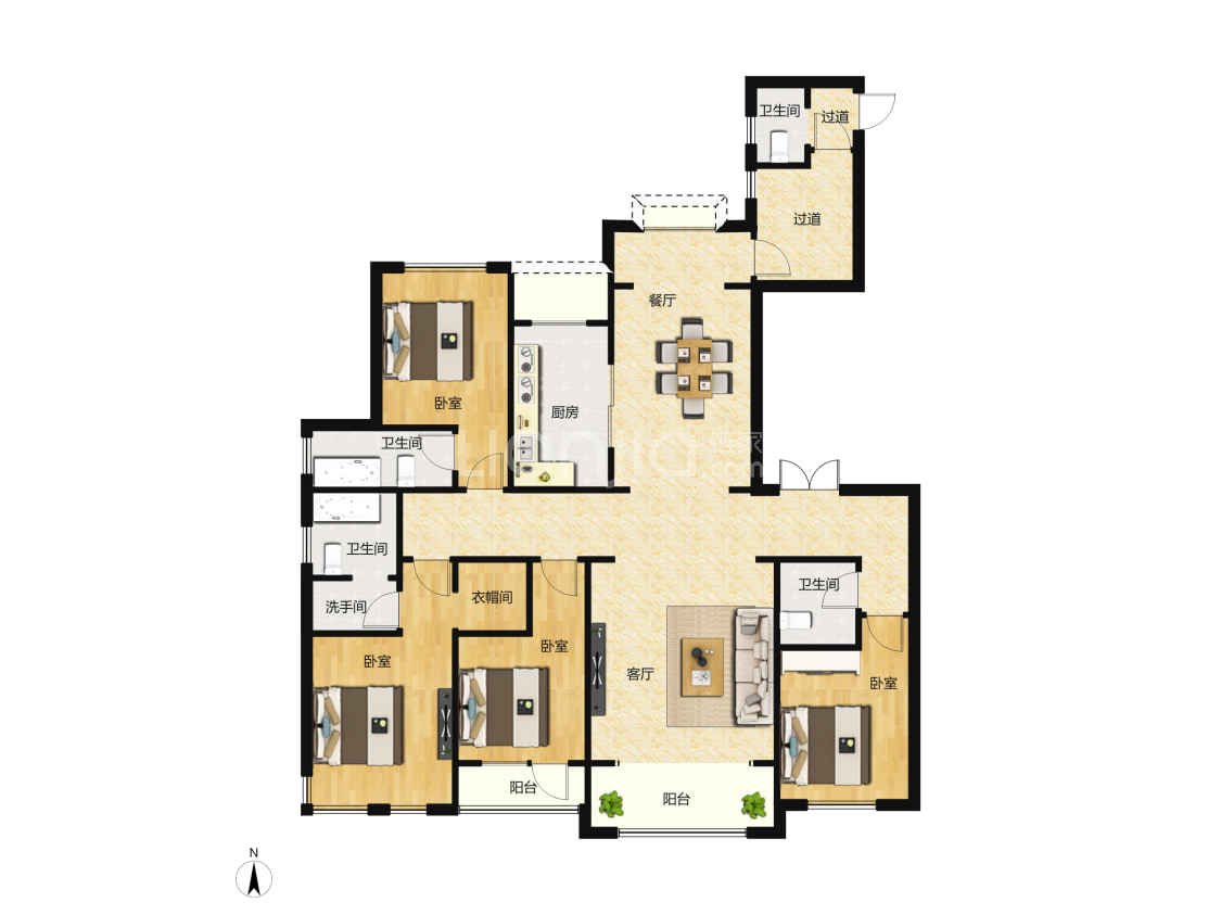安联钓鱼台壹号c户型图(链家网)