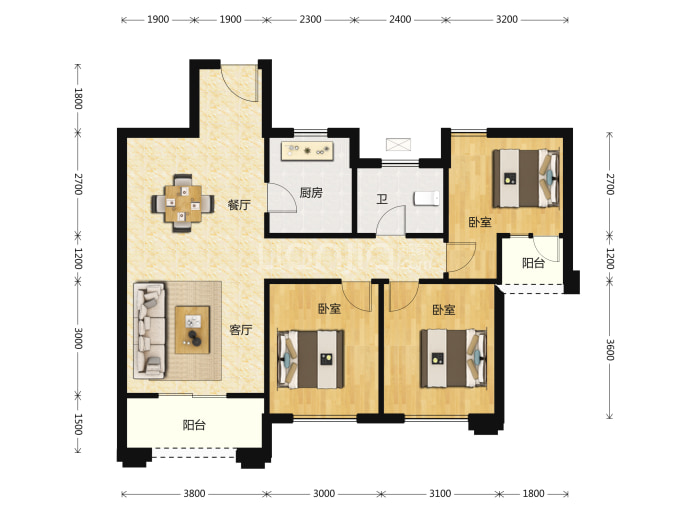 海林康桥官邸--建面 101.96m²