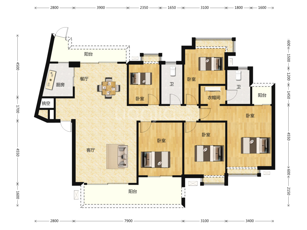 龙宸梧桐郡府户型图(链家网)