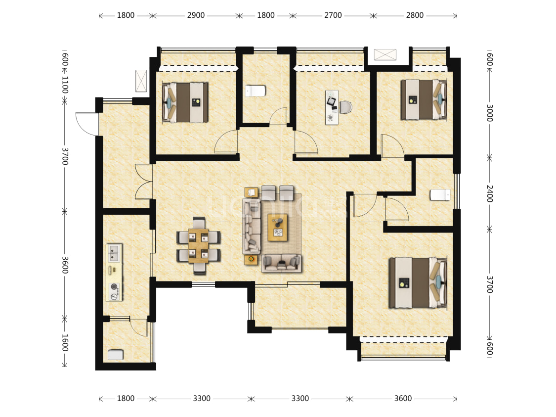 成发紫悦府123平方米户型户型图(链家网)