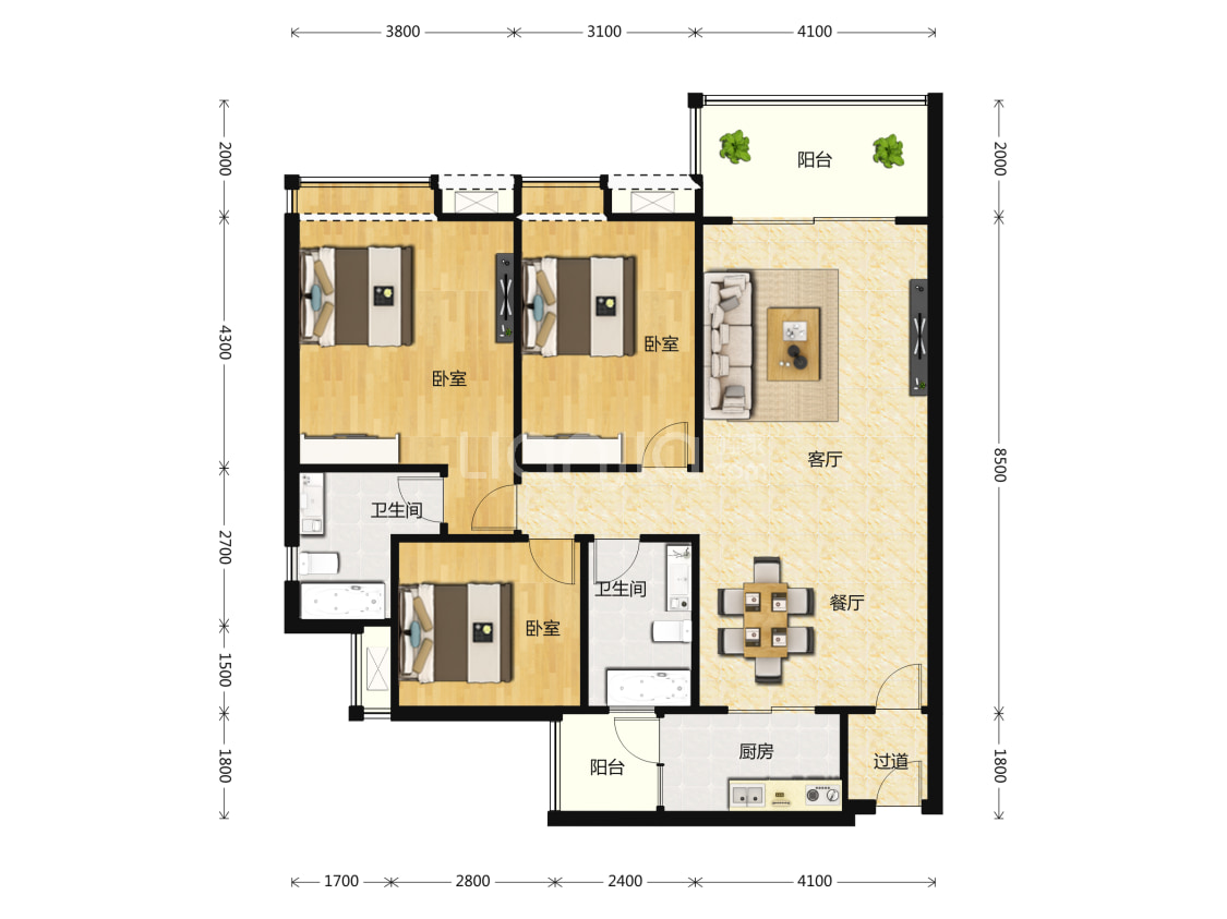 海骏达康格斯花园7栋01户型户型图(链家网)