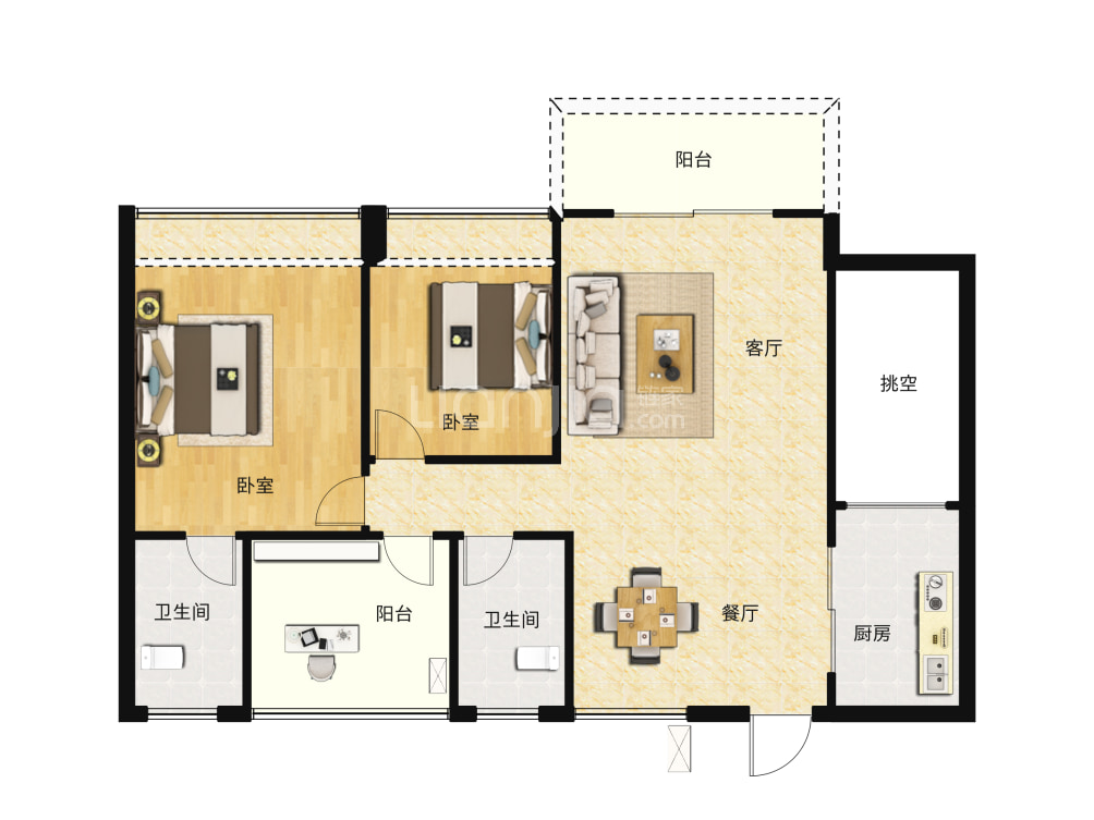 美立方花园户型图(链家网)
