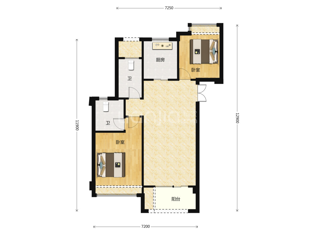 新湖金色池塘户型图(链家网)