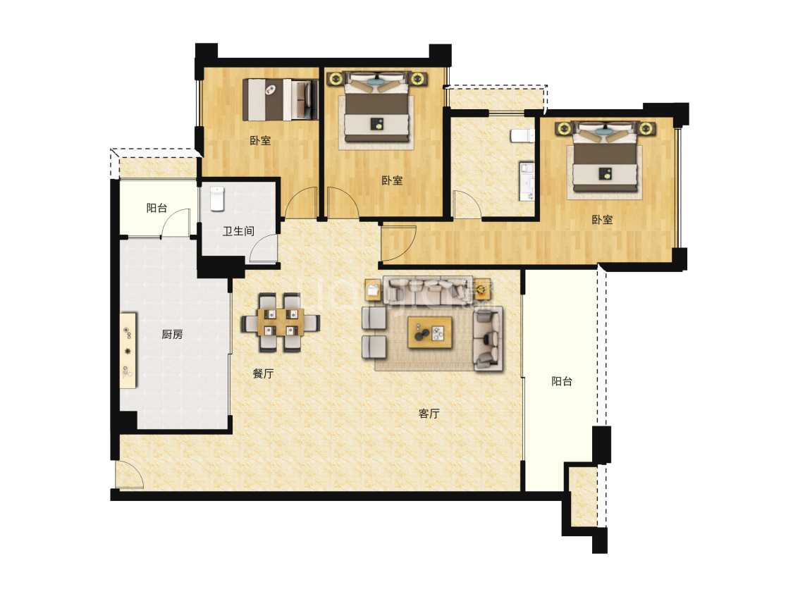 钰海绿洲03户型户型图(链家网)