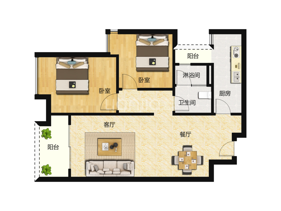 南沙翡翠公馆2.4.6.8户型户型图(链家网)