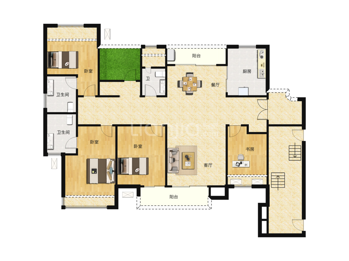 三水博雅滨江143㎡ 03户型户型图(链家网)