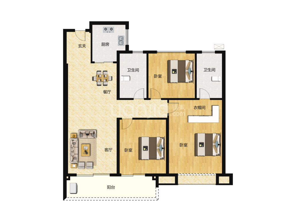 电建地产洺悦江湾户型图(链家网)
