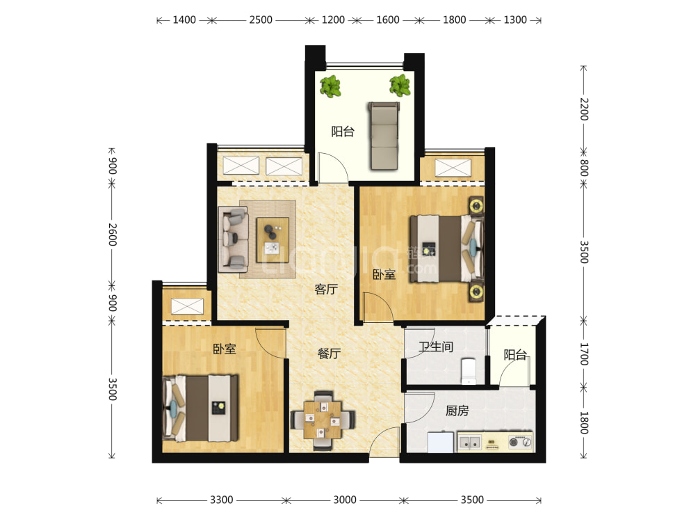 凌云阁b区户型图(链家网)