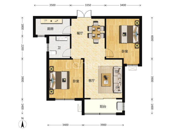 国仕山--建面 97m²