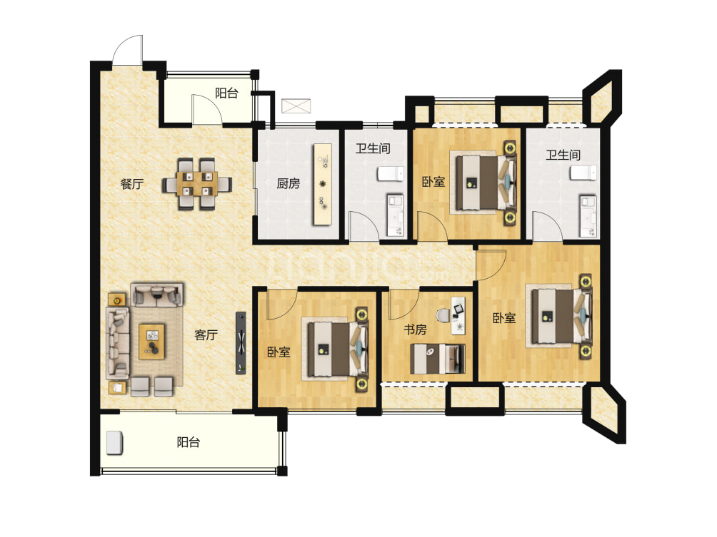 电建地产洺悦江湾户型图(链家网)
