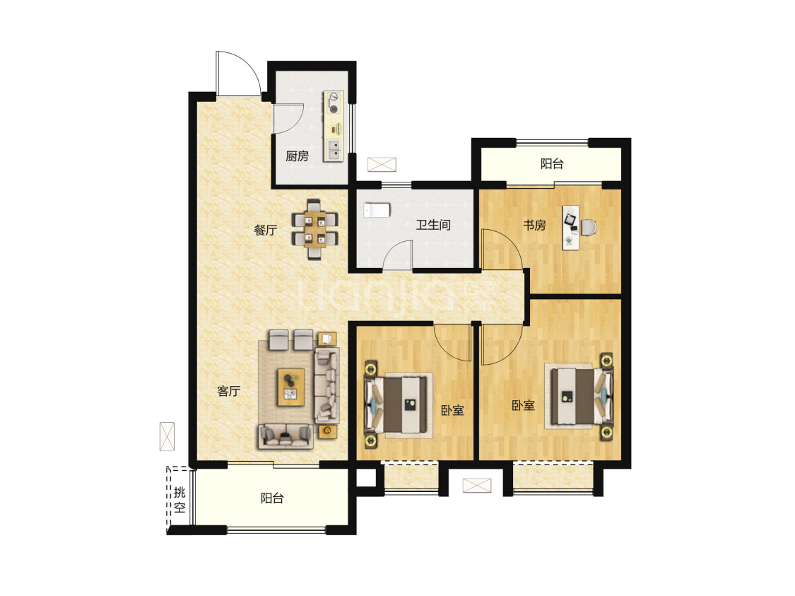 路劲时代城三期a户型户型图(链家网)