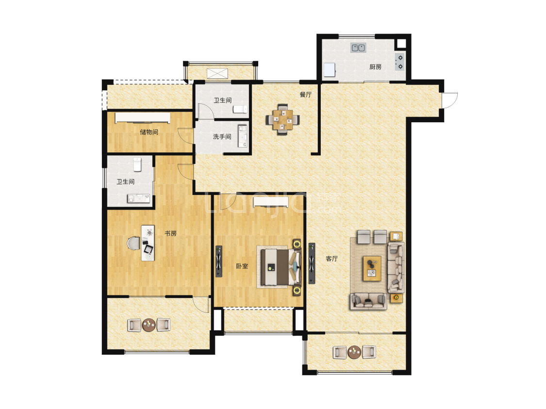 中南上悦城115㎡户型户型图(链家网)