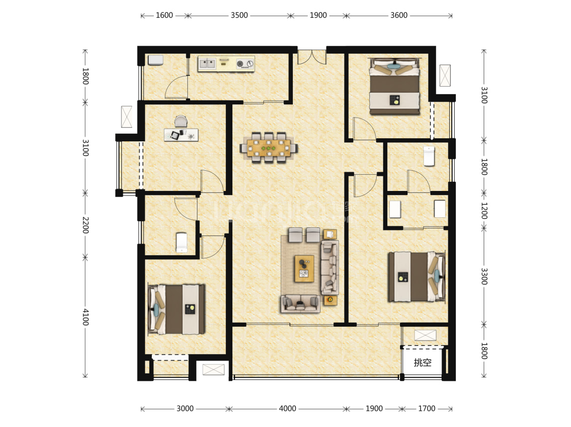 川发天府上城a-2户型户型图(链家网)