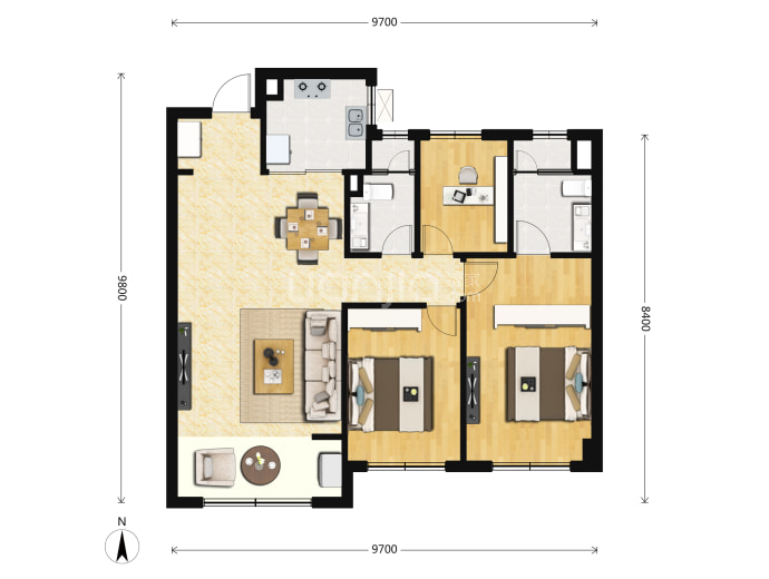 中粮·奥体壹号--建面 99m²