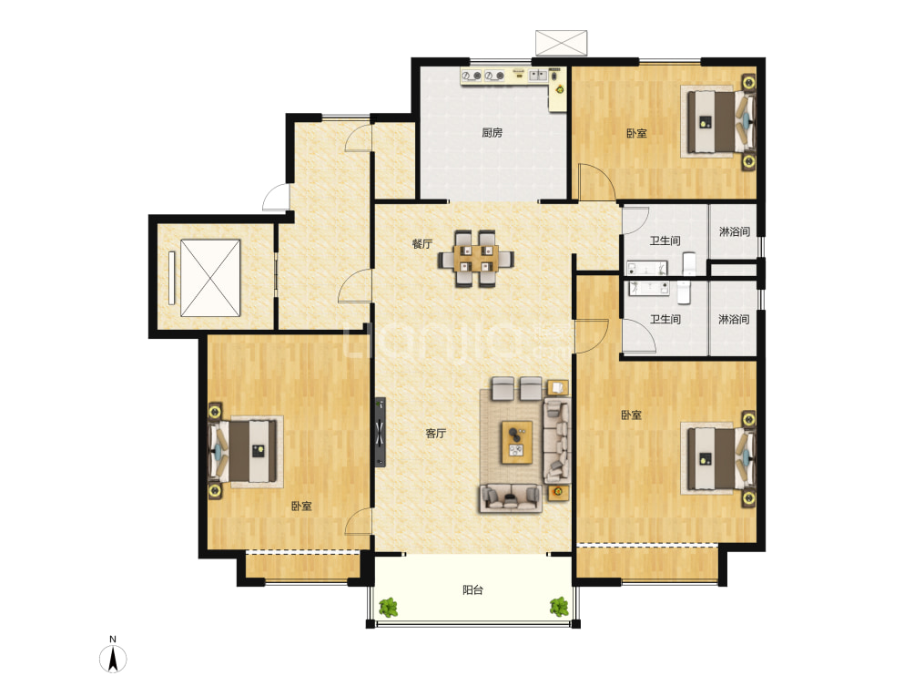 玖珑府户型图(链家网)