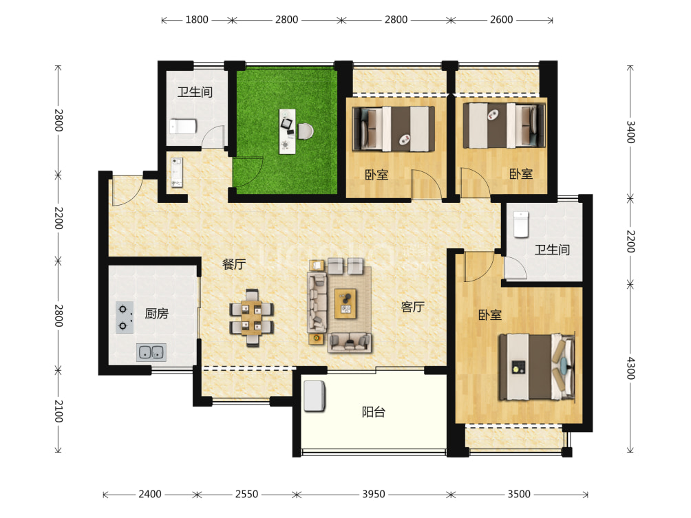卓越万科朗润园户型图(链家网)