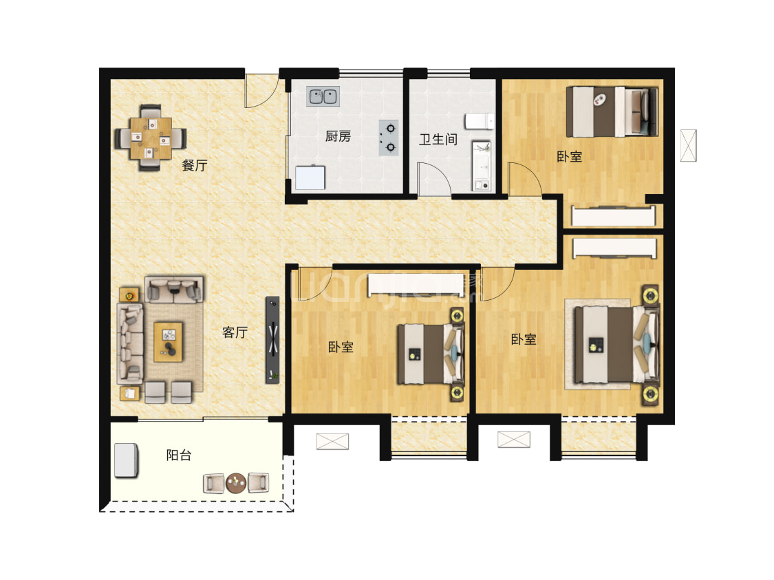 金川纯水岸d3户型户型图(链家网)